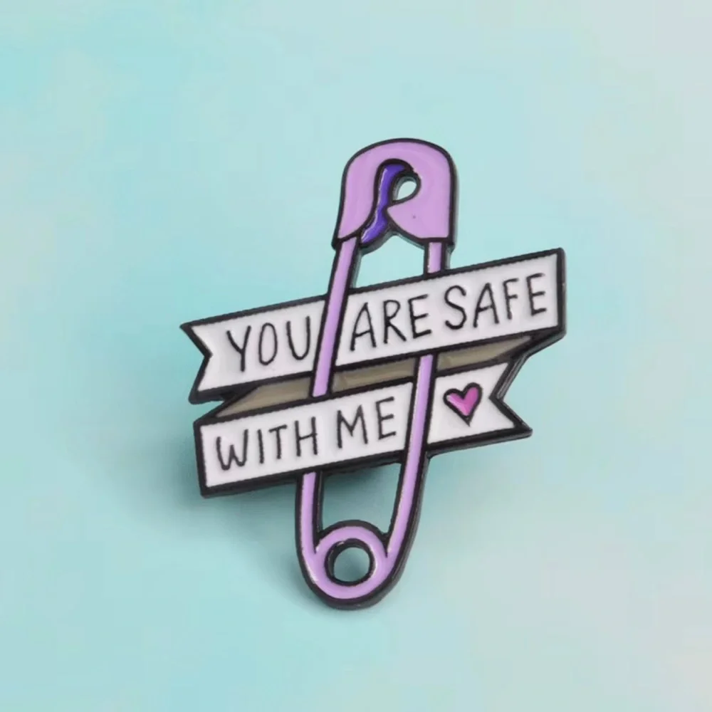 You Are Safe With Me Enamel Purple Enamel Stylish Pin Brooch‎ Badge